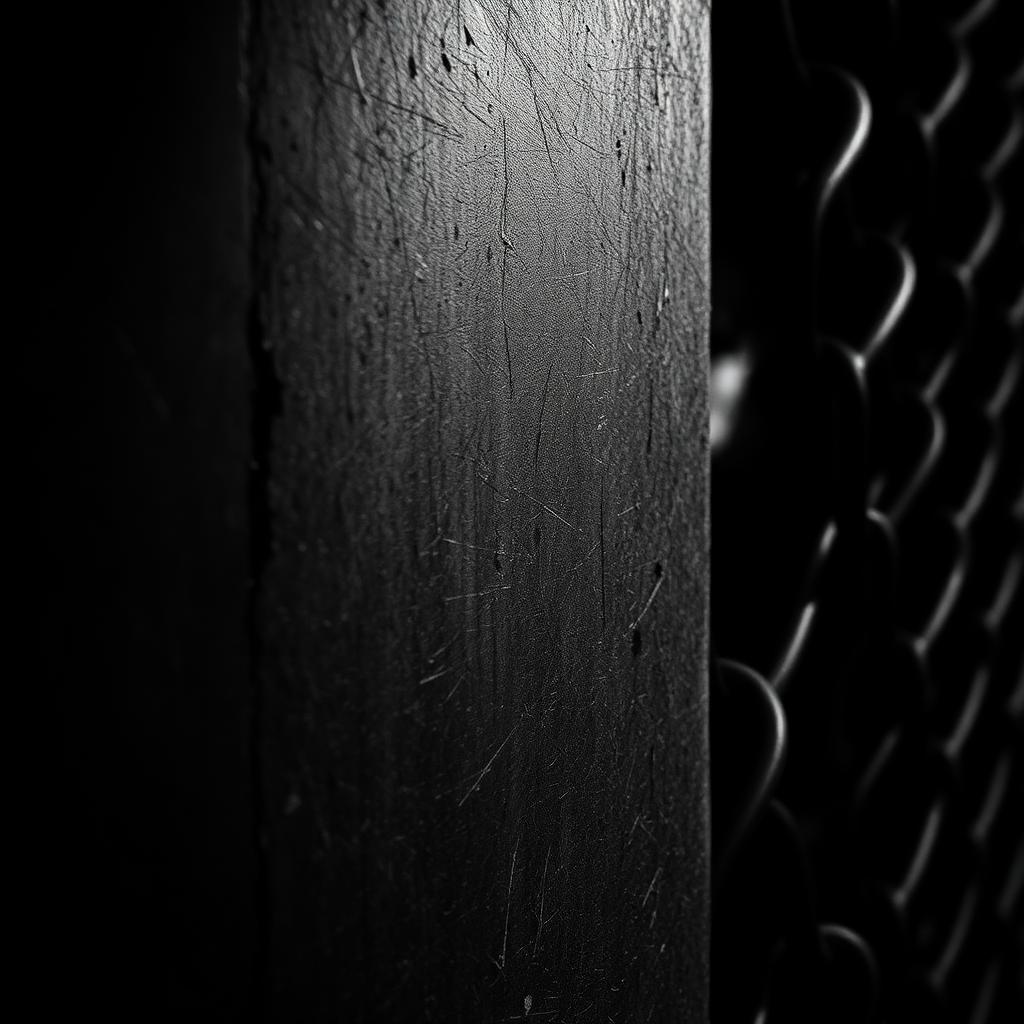 Scratched steel and chain-link, macro