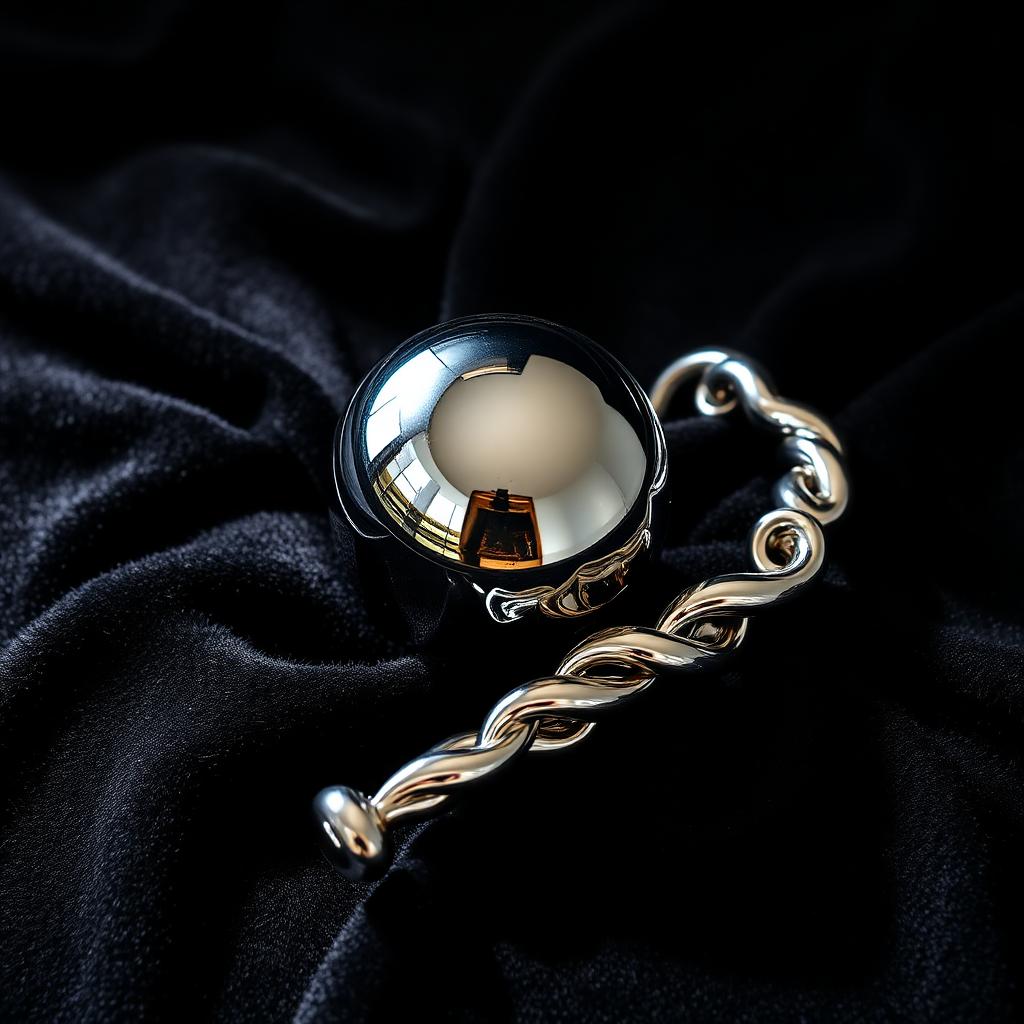 Metallic objects on black velvet